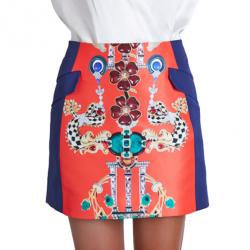 Mary Katrantzou Kalion Red and Navy Printed Skirt S