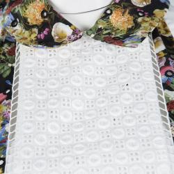 Mary Katrantzou White Ambile Printed Eyelet Lace Dress S