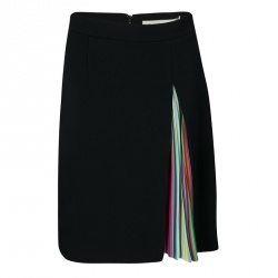 Mary Katrantzou Black Rainbow Striped Pleated Panel Insert Nema Skirt M