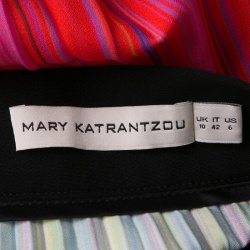Mary Katrantzou Multicolor Rainbow Striped Plisse Midi Skirt M