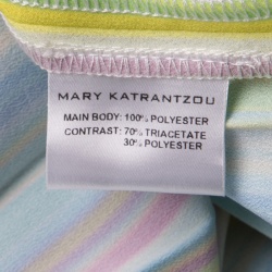 Mary Katrantzou Multicolor Rainbow Striped Plisse Midi Skirt M