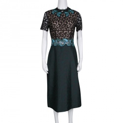 Pre Owned Mary Katrantzou Lamur Paisley Lace and Jacquard Midi Dress M
