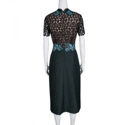 Pre Owned Mary Katrantzou Lamur Paisley Lace and Jacquard Midi Dress M