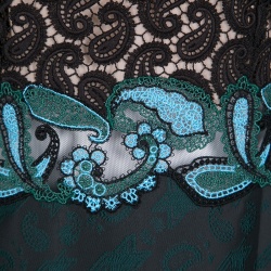 Pre Owned Mary Katrantzou Lamur Paisley Lace and Jacquard Midi Dress M