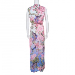 Mary Katrantzou Multicolor Printed Silk Sleeveless Belted Dress S