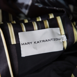 Mary Katrantzou Nebraska Printed Silk Satin Off Shoulder Peplum Maxi Dress M