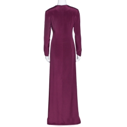 Pre Owned Mary Katrantzou Burgundy Sentinel Clocktopia Print Silk Maxi Dress M