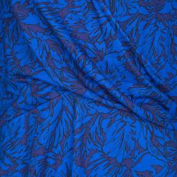 مملوكة مسبقًا Matthew Williamson Navy Blue Draped Jersey Botanical Dress L