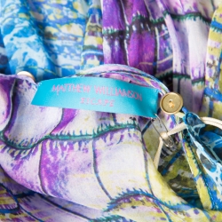 Matthew Williamson Escape Blue Alligator Printed Sheer Silk Belted Asymmetric Kaftan M