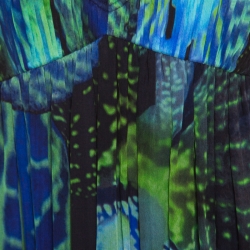 Matthew Williamson Blue Abstract  Lotus Printed Silk Chiffon Sleeveless Maxi Dress L