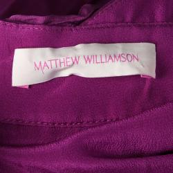 Matthew Williamson Pink Pleated Silk Chiffon Embellished Backless Gown M