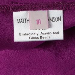 Matthew Williamson Pink Pleated Silk Chiffon Embellished Backless Gown M