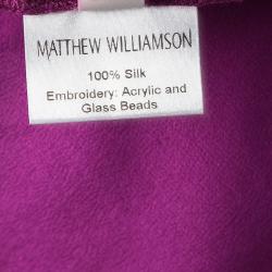 Matthew Williamson Pink Pleated Silk Chiffon Embellished Backless Gown M