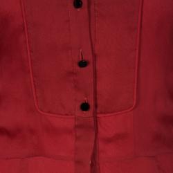 مملوكة مسبقًا Matthew Williamson Red Winter Chiffon Godet Maxi Shirt Dress L