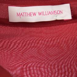 مملوكة مسبقًا Matthew Williamson Red Winter Chiffon Godet Maxi Shirt Dress L