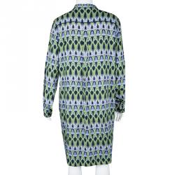 Matthew Williamson Multicolor Bluebell Trellis Print Long Sleeve Shirt Dress XL