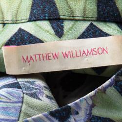 Matthew Williamson Multicolor Bluebell Trellis Print Long Sleeve Shirt Dress XL
