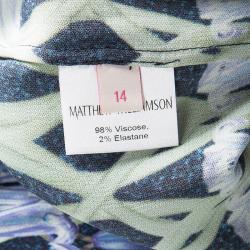 Matthew Williamson Multicolor Bluebell Trellis Print Long Sleeve Shirt Dress XL