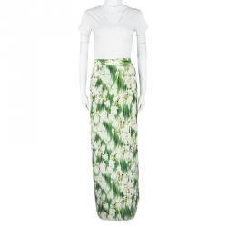 Matthew Williamson SS'12 Multicolor Floral Printed Silk Wrap Maxi Skirt M