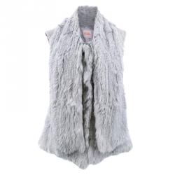 Matthew Williamson Grey Fur & Velvet Sleeveless Vest M