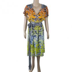Pre Owned Matthew Williamson Ambroise Printed Silk-georgette Dress L