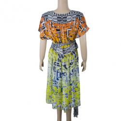Pre Owned Matthew Williamson Ambroise Printed Silk-georgette Dress L