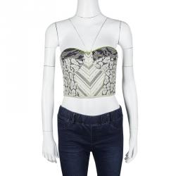 مملوكة مسبقًا Matthew Williamson Patchwork Neon Trim Cropped Corset Top S