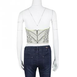 مملوكة مسبقًا Matthew Williamson Patchwork Neon Trim Cropped Corset Top S