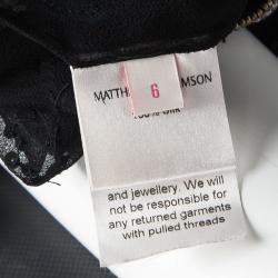Matthew Williamson Black Silk Floral Pattern Sequin Embellished Dress S