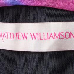 Pre Owned Mathew Williamson Multicolor Ruched Silk Cutout Waist Detail Sleeveless Dress M