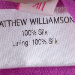 Pre Owned Mathew Williamson Multicolor Ruched Silk Cutout Waist Detail Sleeveless Dress M
