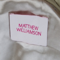 Pre Owned جاكيت ماثيو وليامسن حرير بيج تريكو وخرز بربطة أمامية M