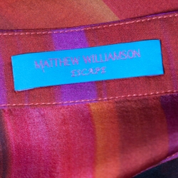 Matthew Williamson Escape Multicolor Printed Sheer Silk Belted Kaftan Tunic S