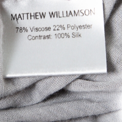 Pre Owned Matthew Williamson Grey Melange Knit Embellished Neckline Detail Boxy Dress M