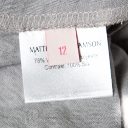 Pre Owned Matthew Williamson Grey Melange Knit Embellished Neckline Detail Boxy Dress M