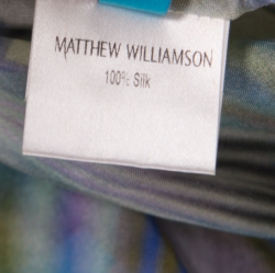 Matthew Williamson Escape Green Sheer Silk Printed Embellished Racerback Dress M
