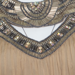 Matthew Williamson Beige Embellished Cutout Neck Detail Belted Gown L