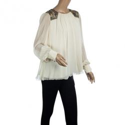 Matthew Williamson Shoulder Embellished Silk Top L