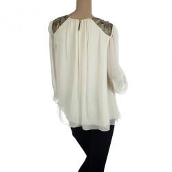 Matthew Williamson Shoulder Embellished Silk Top L