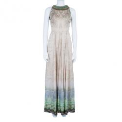 Matthew Williamson Beaded Neck Multi Print Gown M