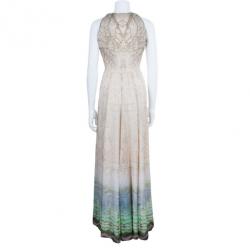 Matthew Williamson Beaded Neck Multi Print Gown M