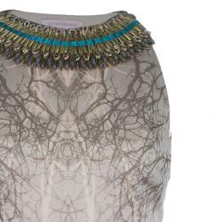 Matthew Williamson Beaded Neck Multi Print Gown M