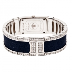 Mauboussin Diamond Pave Dial 18K White Gold Diamonds Lady M Mini R68800 Women's Wristwatch 17 mm