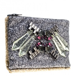 Mawi Silver/Gold Glitter with Acrylic Perspex Double Clutch