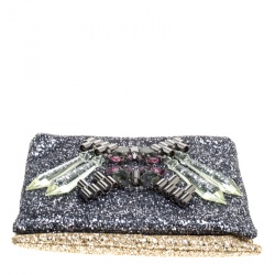 Mawi Silver/Gold Glitter with Acrylic Perspex Double Clutch