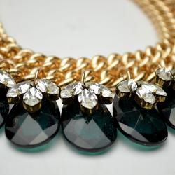 Mawi Double Chain Necklace with Crystal Leaf and Teardrops