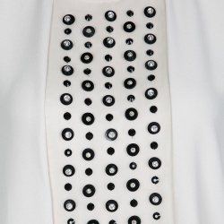 Pre Owned Max Mara Cream Contrast Embellished Sleeveless Top M