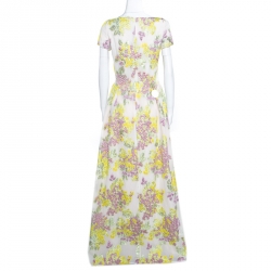 Pre Owned Max Mara Multicolor Floral Lurex Embossed Jacquard Danzica Maxi Dress M