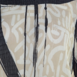 Pre Owned Max Mara Paste Graffiti Print Plisse Long Sleeve Blouse L