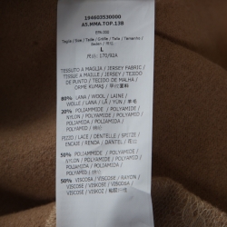 Pre Owned Max Mara Camel Brown Wool Floral Lace Raglan Sleeve Liriche Top L